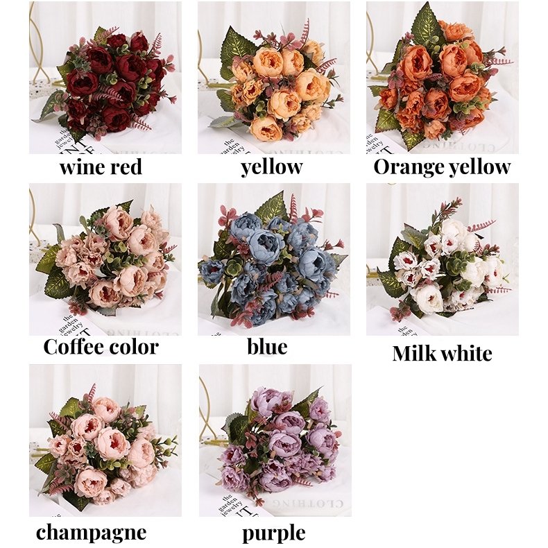 wholesale high quality natural-like peony clove artificial flower bunch wedding simulated rose flowers plants for decoration