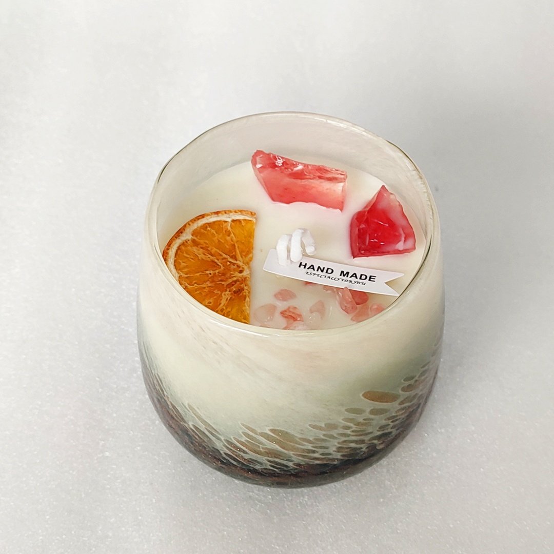 Custom luxury Flowers Aromatherapy Fragrance Crystal candles in hand make art glass jar