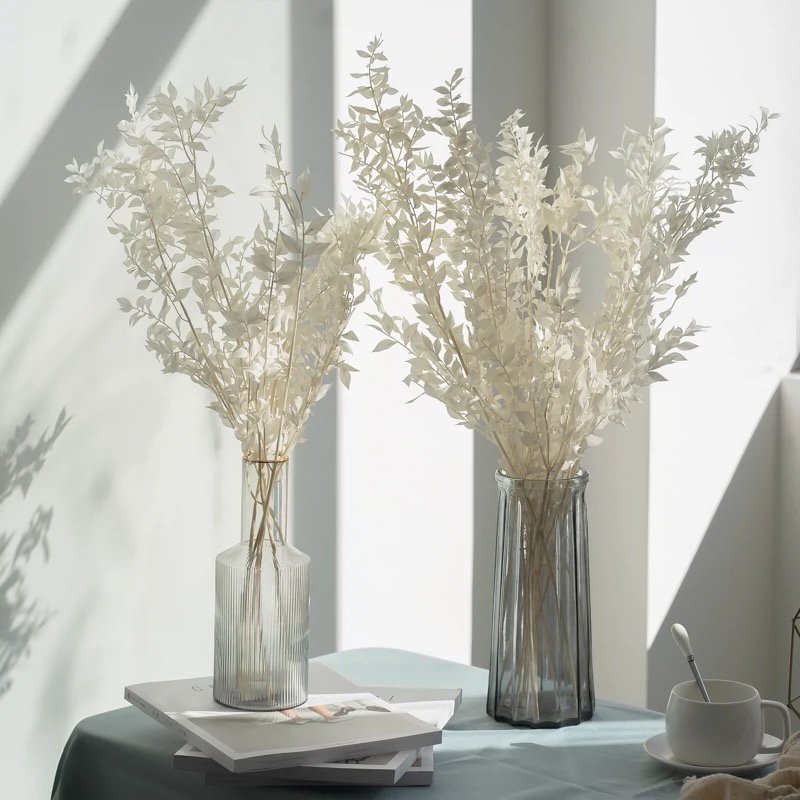 Dried Real White Eucalyptus Italian Ruscus Stems Preserved Bleached Eucalyptus Small leaves