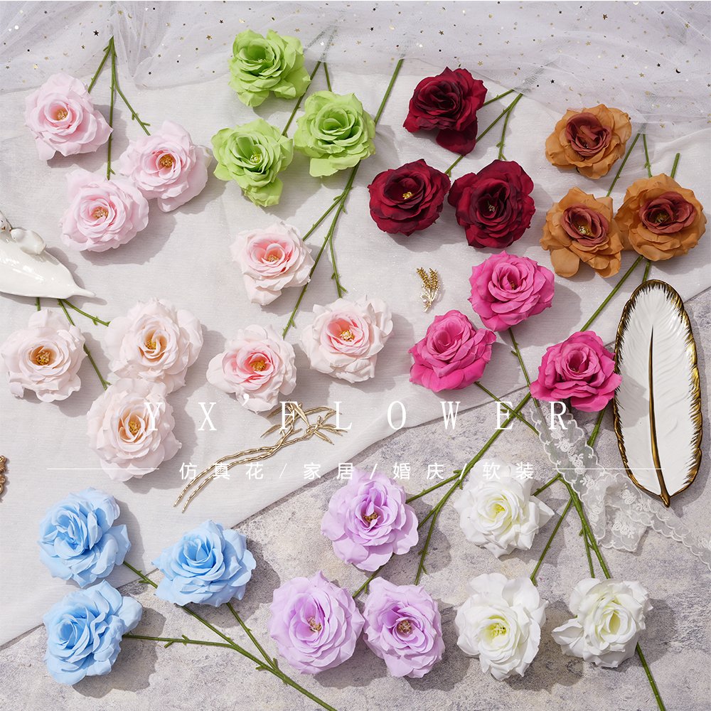 3 First rose roses garden roses wedding hall decoration silk flower road lead props flower arrangement wedding simulation flower