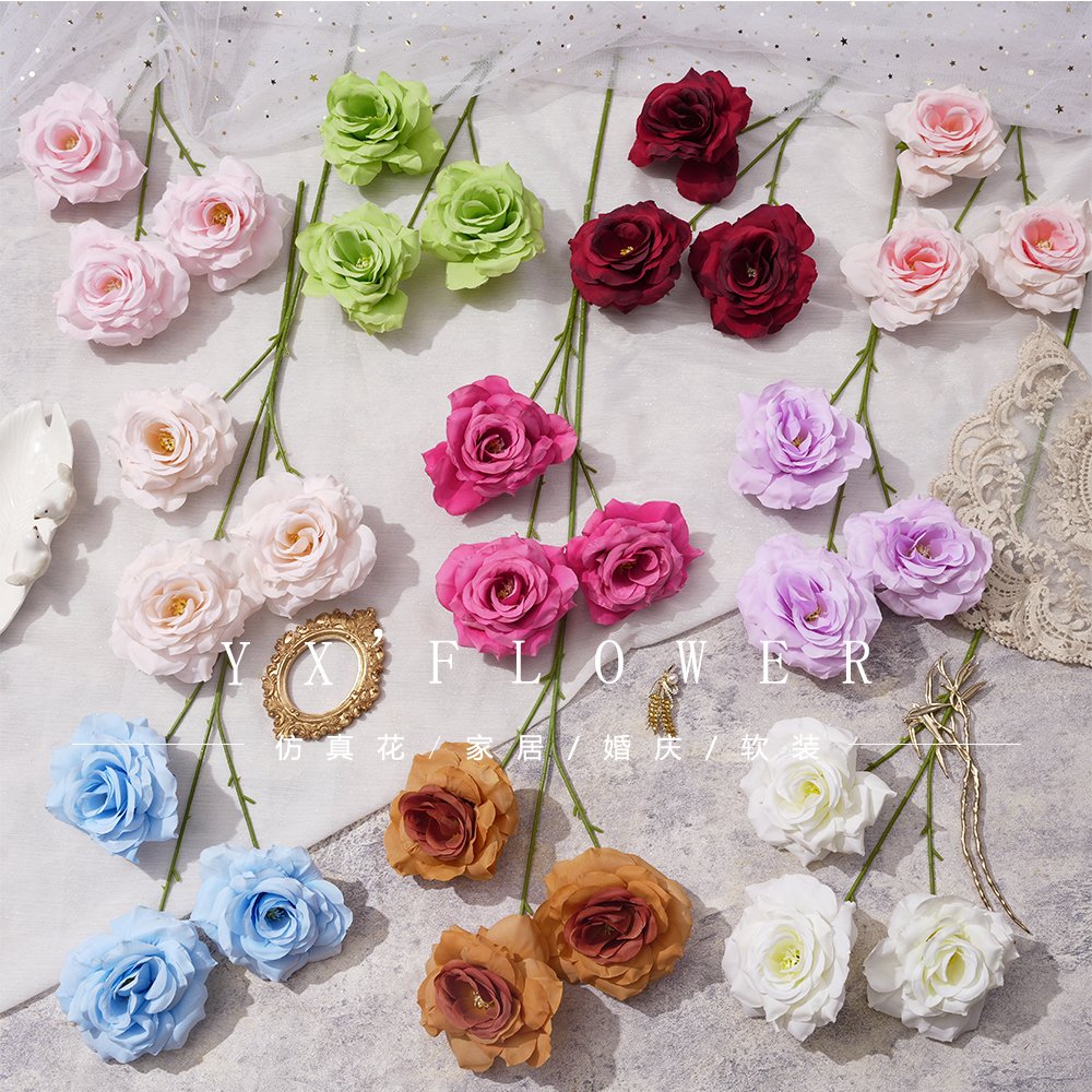 3 First rose roses garden roses wedding hall decoration silk flower road lead props flower arrangement wedding simulation flower