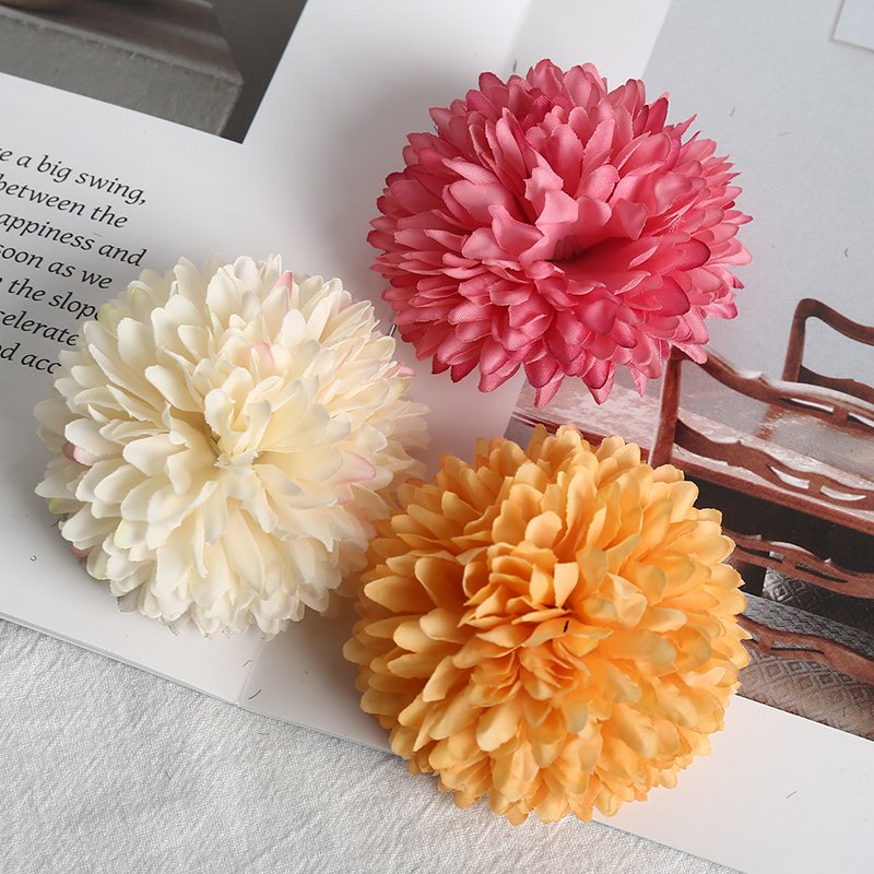 Artificial flower head 8cm small chrysanthemum wedding decoration hall flower arrangement hairpin flowers DIY materials