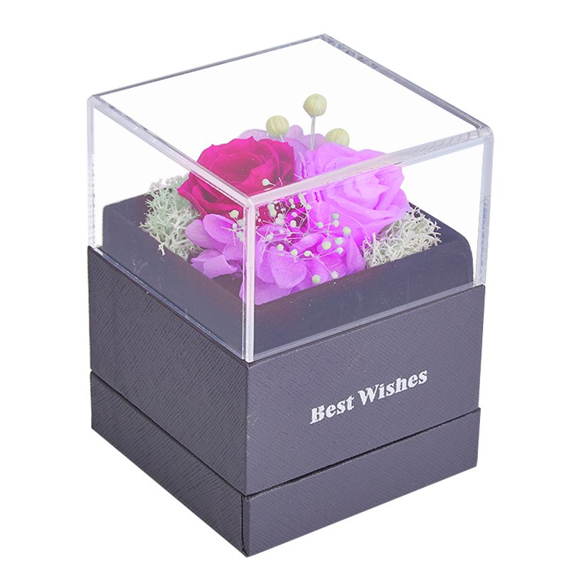UO Valentines Day Gift Women Rose Jewelry Box Dried Flower Real Flowers Eternal Purple Roses In Box