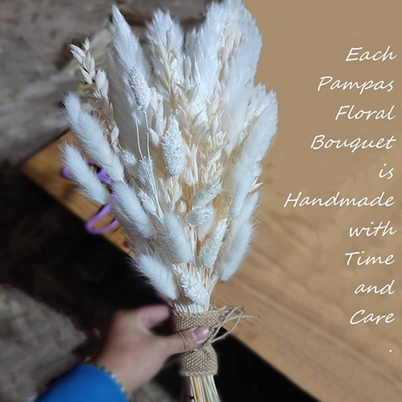 G57 Boho Flowers Home Table Decor Handpicked Bunch White Bunny Tails Dried Flowers 17inch Dried Pampas Grass Decor Bunny Tails