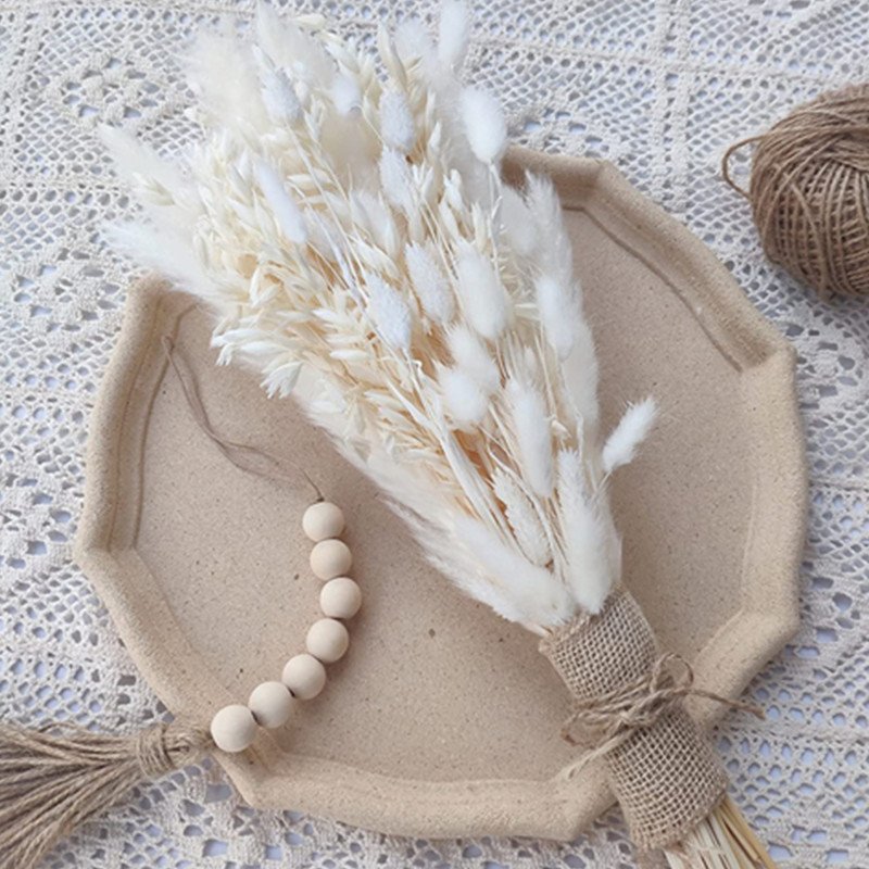 G57 Boho Flowers Home Table Decor Handpicked Bunch White Bunny Tails Dried Flowers 17inch Dried Pampas Grass Decor Bunny Tails