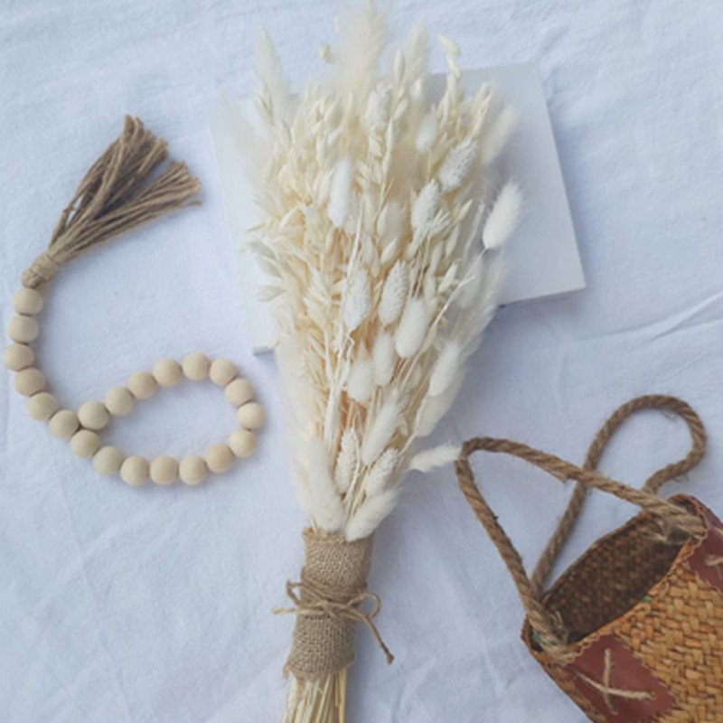 G57 Boho Flowers Home Table Decor Handpicked Bunch White Bunny Tails Dried Flowers 17inch Dried Pampas Grass Decor Bunny Tails