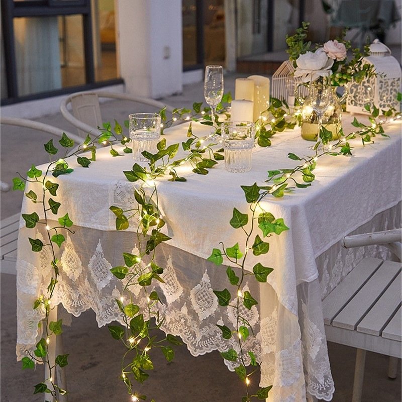 A84 Garden Party Thanksgiving Hanging Decoration LED String Lights Artificial Lvy Leaves Garland Plants Lvy Vines