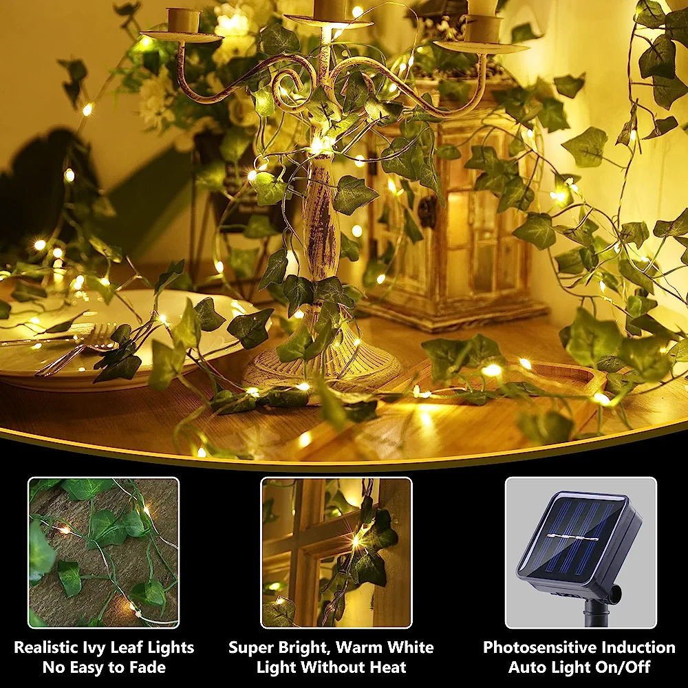 A84 Garden Party Thanksgiving Hanging Decoration LED String Lights Artificial Lvy Leaves Garland Plants Lvy Vines