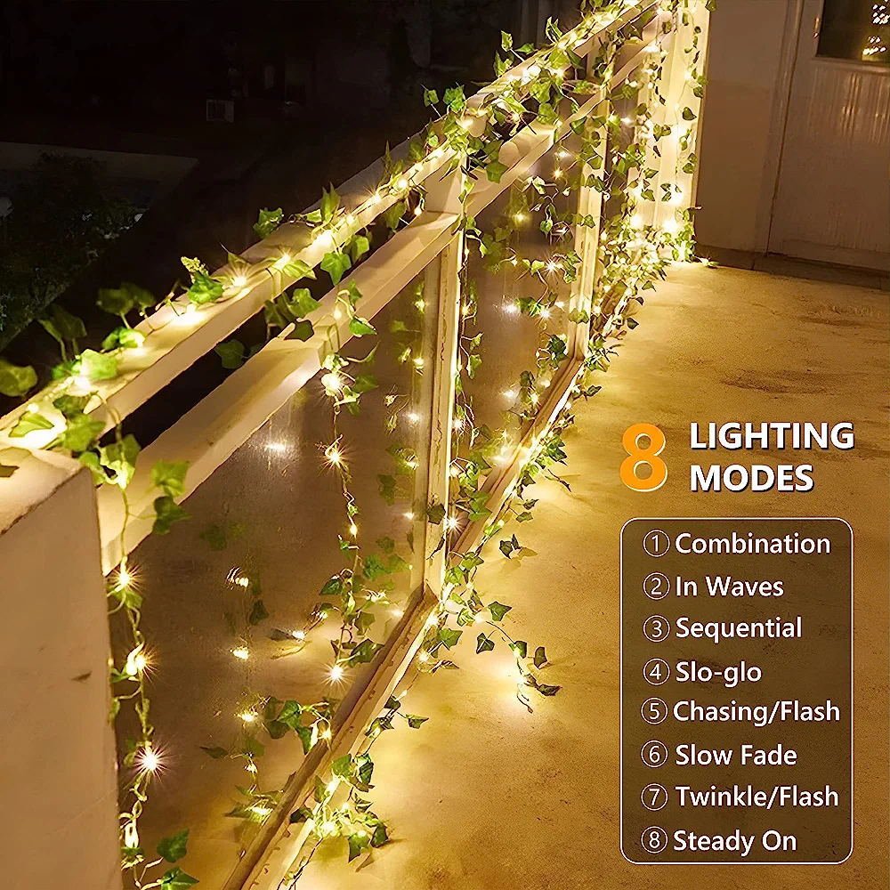 A84 Garden Party Thanksgiving Hanging Decoration LED String Lights Artificial Lvy Leaves Garland Plants Lvy Vines