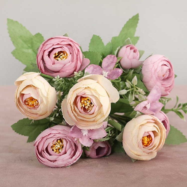 Multicolor Tea Roses Vases for Home Decoration Accessories Daisy dried flowers Artificial plants Wedding Decoration