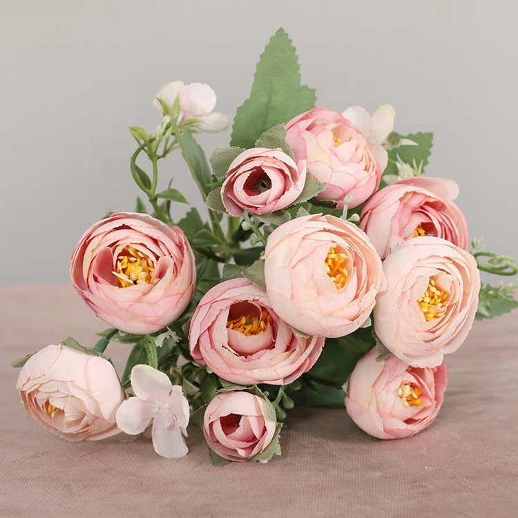 Multicolor Tea Roses Vases for Home Decoration Accessories Daisy dried flowers Artificial plants Wedding Decoration