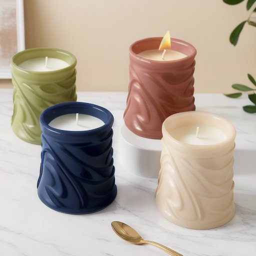 C&H Luxury 8oz Wholesale Marbling Custom Ceramic Candle Jar Colorful Empty Ceramic Candle Holder With Metal Lids