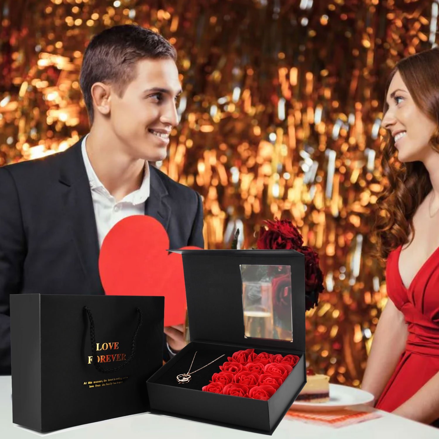 Ready to Ship Best Gift Her Artificial Never Dried Preserved Roses Flower Box with Withered Red Roses