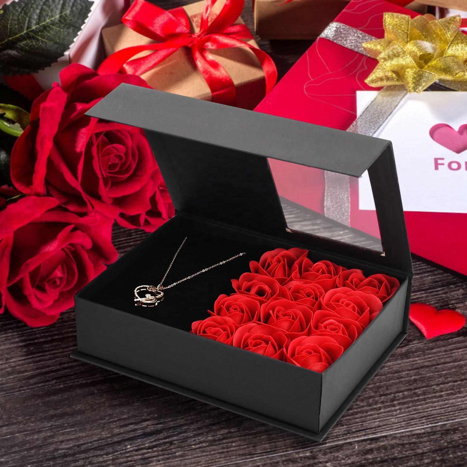 Ready to Ship Best Gift Her Artificial Never Dried Preserved Roses Flower Box with Withered Red Roses