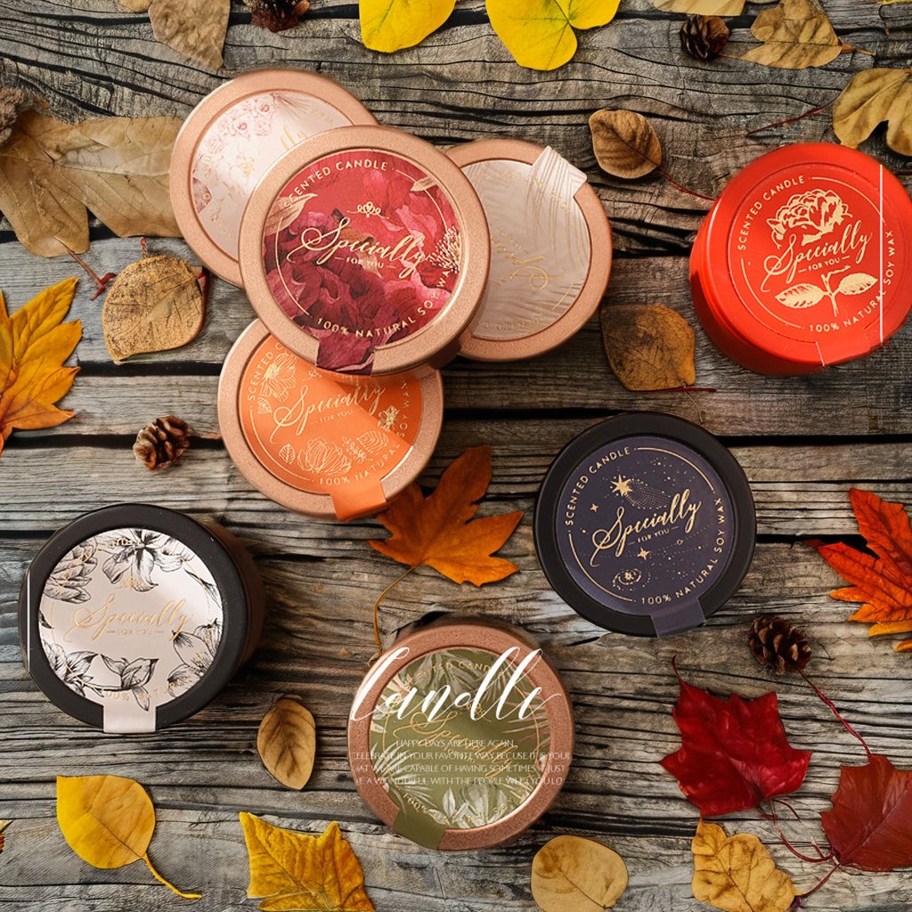 Cheap 70g 100% soy wax thanksgiving giveaways custom scented candle with lid and box
