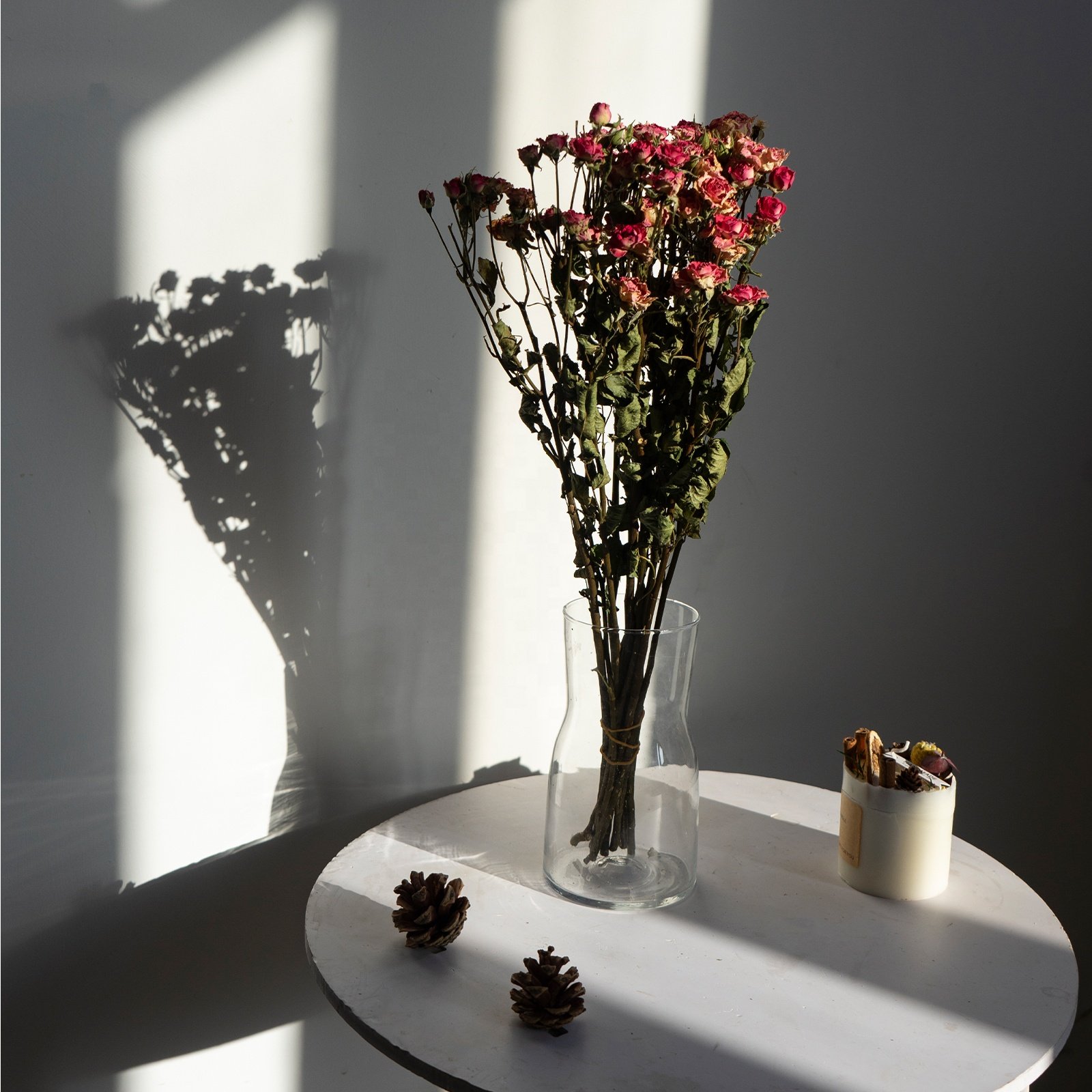 UKIQUEEN Dried Flower Red Roses One Bunch Natural Dried Roses with Stem for Home Decor