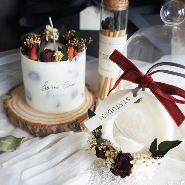 Indoor Velas Bougie Soybean Wax Scented Candles Set Household Dried Rose Furnishings Scented Candle Gift Set Valentine's Day