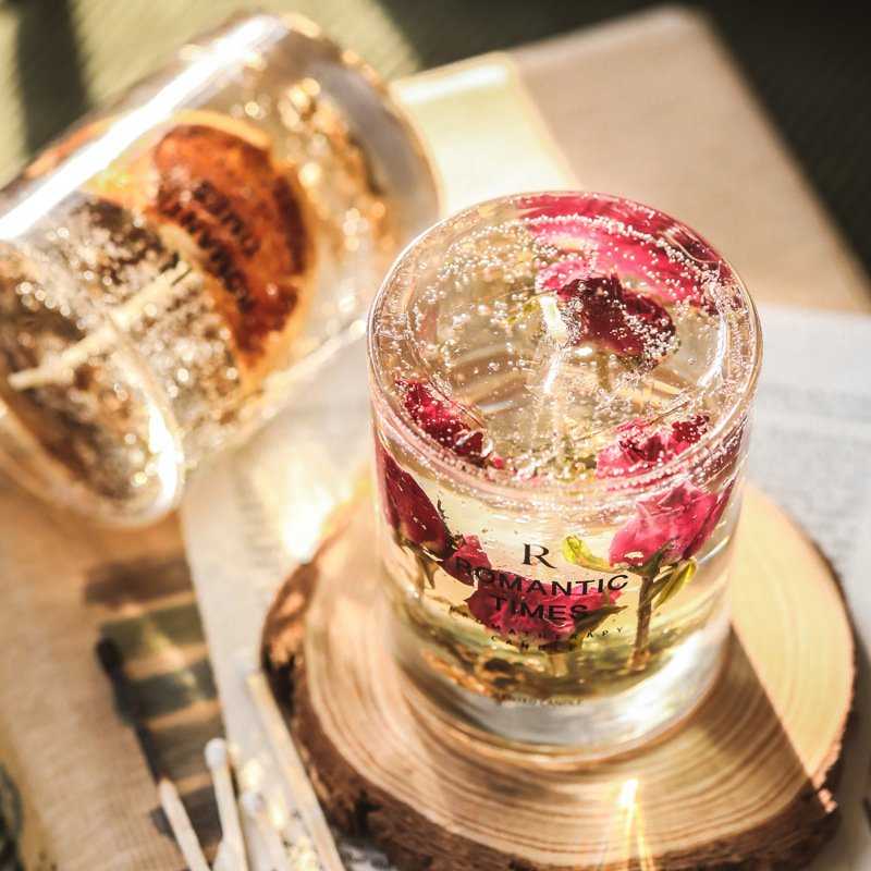 Custom Women Luxury Gifts Floral Wholesale Private Label Luxury Jelly Wax Scented Candle Gift Set Dried Flowers Wedding Candle