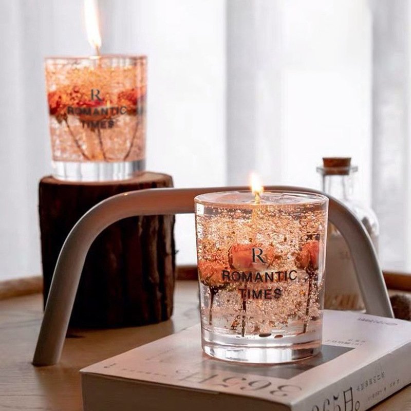 Custom Women Luxury Gifts Floral Wholesale Private Label Luxury Jelly Wax Scented Candle Gift Set Dried Flowers Wedding Candle