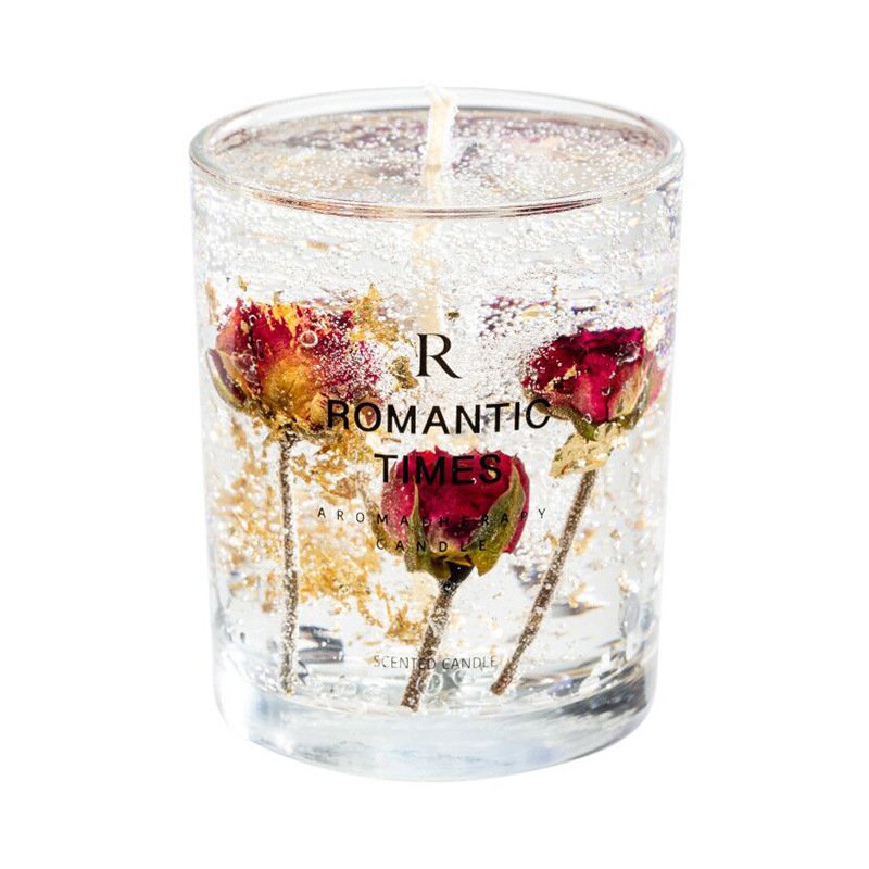 Custom Women Luxury Gifts Floral Wholesale Private Label Luxury Jelly Wax Scented Candle Gift Set Dried Flowers Wedding Candle