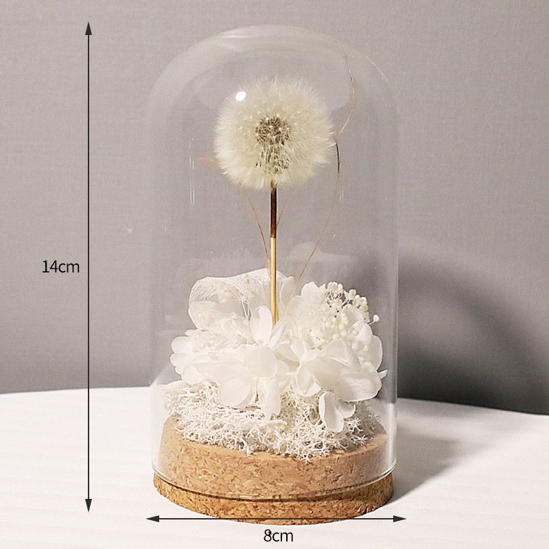 Hot Sale Preserved Dandelions With Flowers Plants Decor Eternal Dandelions In Glass Dome