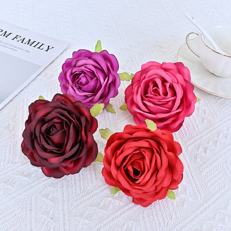 Wholesale 10CM Artificial Rose Heads INS Hot Style Silk Flower Heads for Wedding Arch Cars Decoration