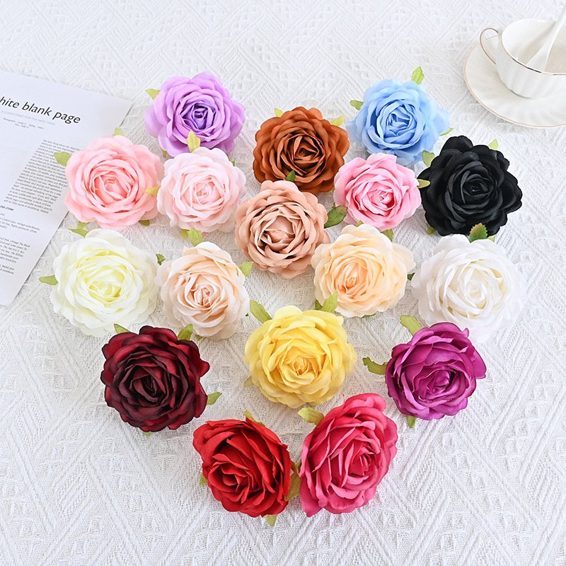 Wholesale 10CM Artificial Rose Heads INS Hot Style Silk Flower Heads for Wedding Arch Cars Decoration