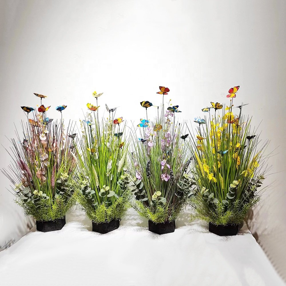 Pampas Grass Dried Flowers Hot Selling Home Wedding Decoration Fluffy Natural Reed Pampas Grass with pot