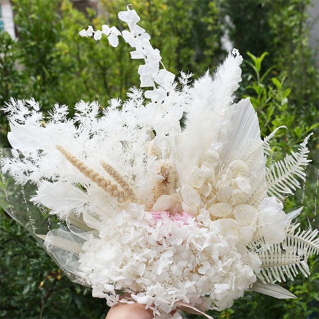 Luxury Boho Large Bouquet Preserved Pampas Grass eternal Rose Natural Dried Flower for Home Wedding Decor
