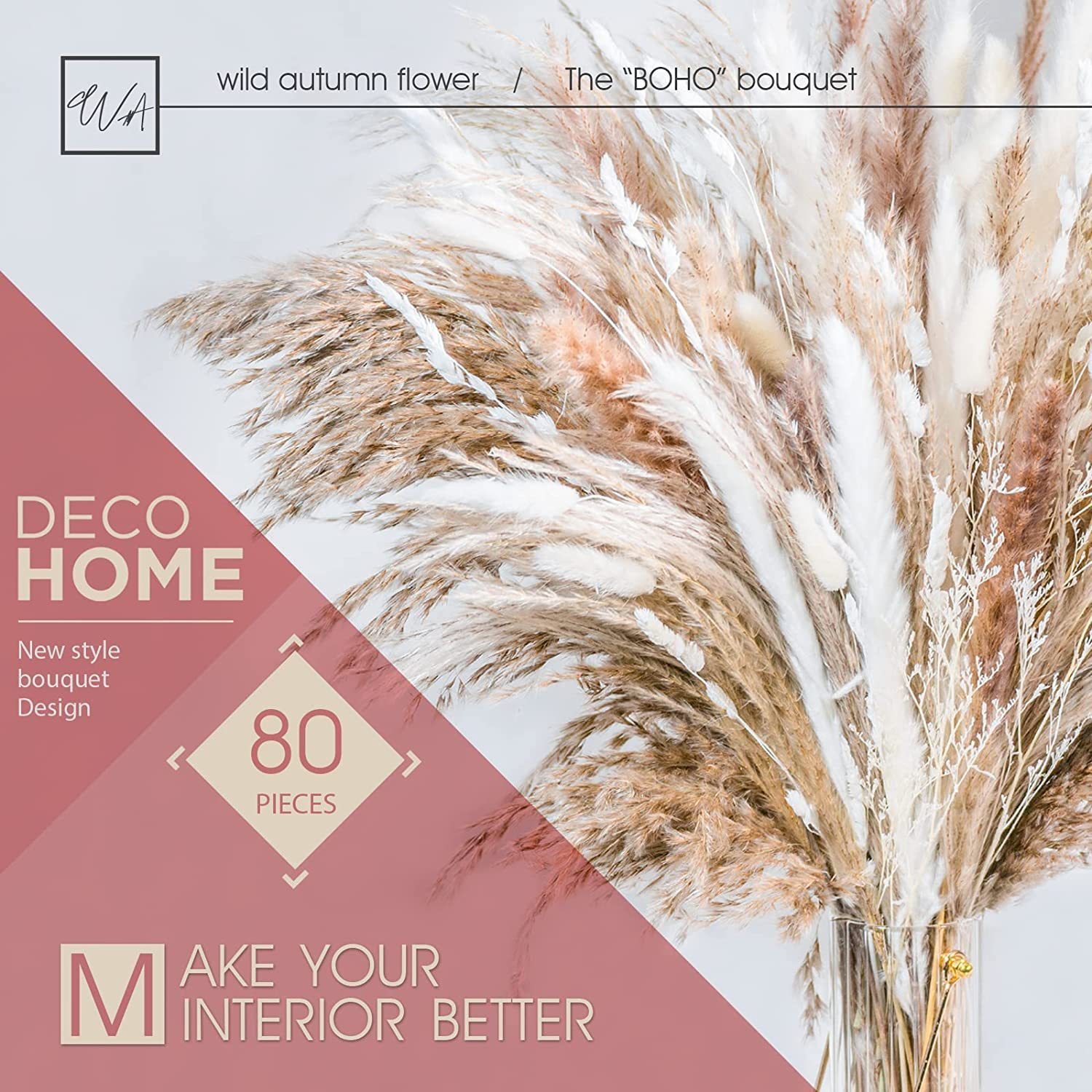 Valentines Gifts Boho Chic Home Decor Wedding Decoration Dried Flowers Bouquet Natural Dried Pampas Grass Phragmites Bouquet