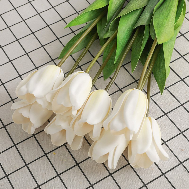 Artificial Flower Tulip Bouquet Single Branch Soft Plastic Flower Wedding Real Touch Photography Props Artificial Plant