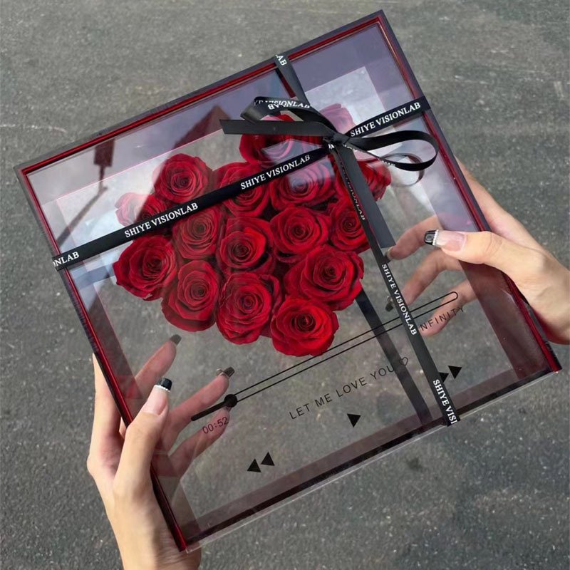 Mothers Day Gift Wholesale Everlasting Rose Real Eternal Immortal Decorative Flower Preserved Roses in acrylic Box