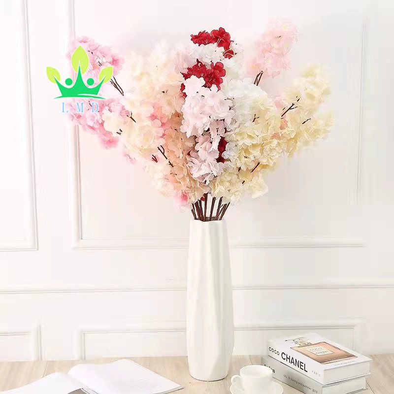 Artificial Cherry Blossom Branches Cherry Flowers Silk Tall artificial Flower Vase Arrangements for Home Wedding Decoration