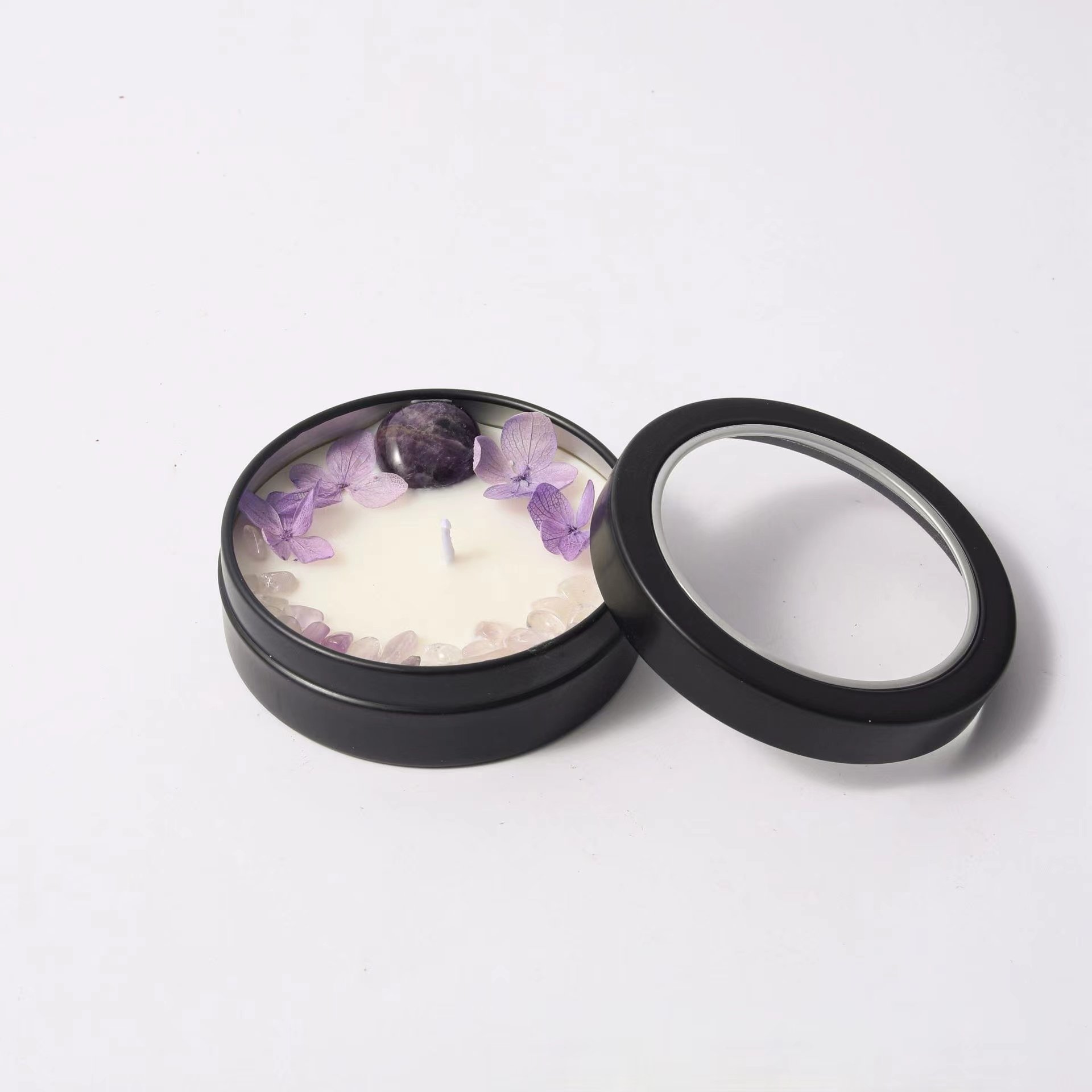 Birthday Christmas Wedding Valentine Luxury Chakra Healing Meditation Crystal Dried Flower Natural Stone Scented Candles