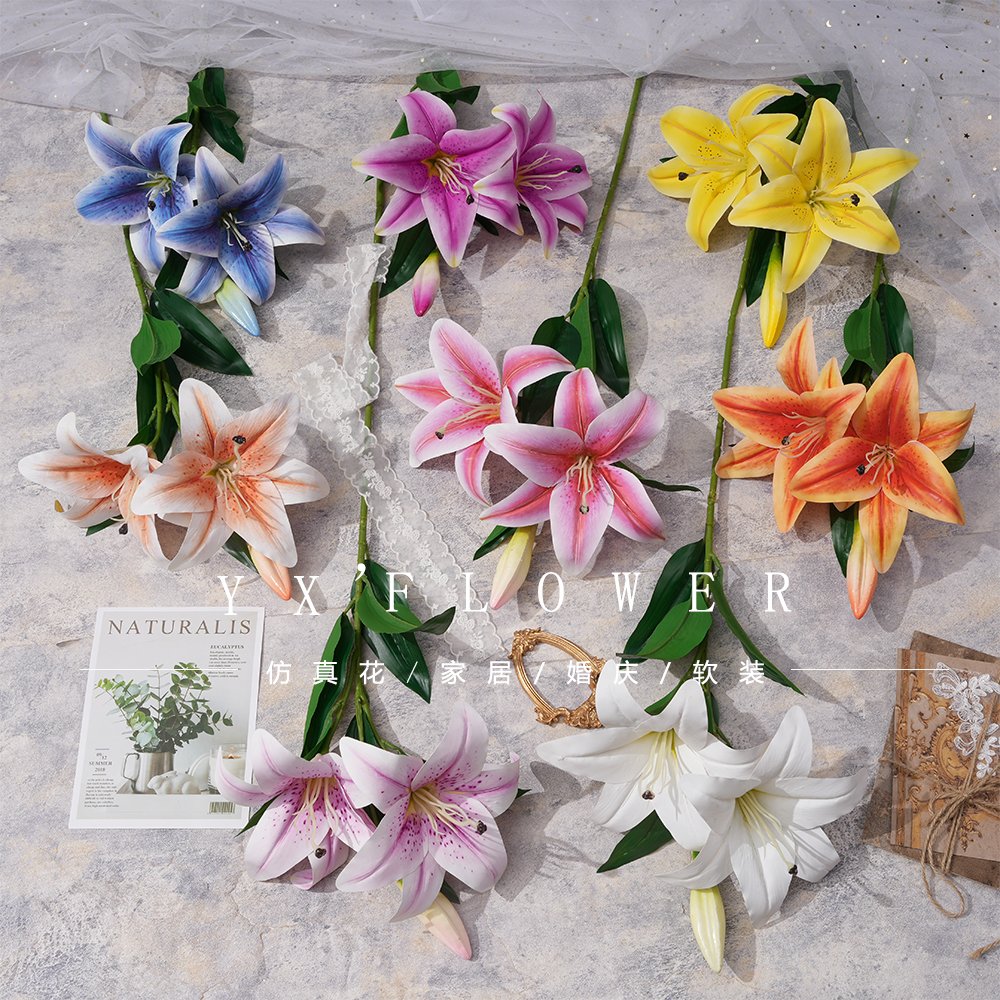 Nordic Light Luxury Short Branches 3D Printing Lily Living Room Vase Decoration Cross-border Foreign Trade Wedding