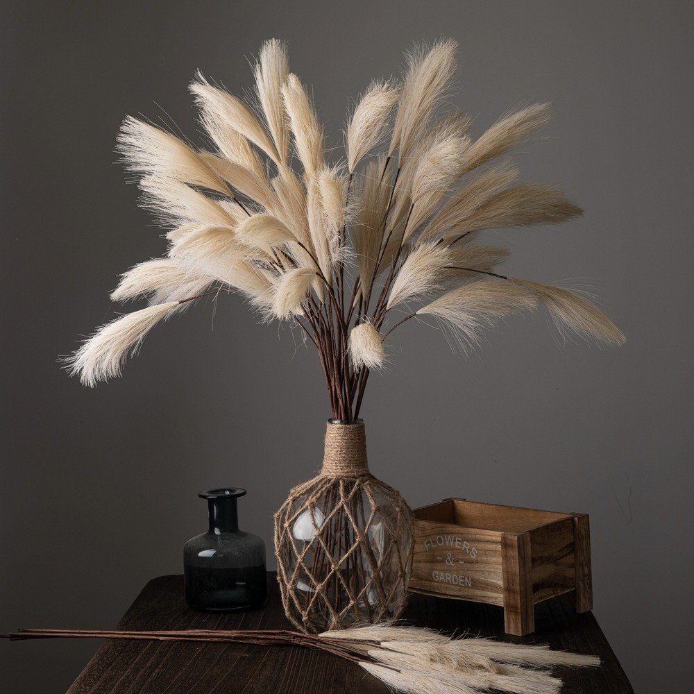 80cm Green Pampas Reed Artificial Flower Factory Wholesale Fake Dried Plants & Flowers for Wedding INS Decorations