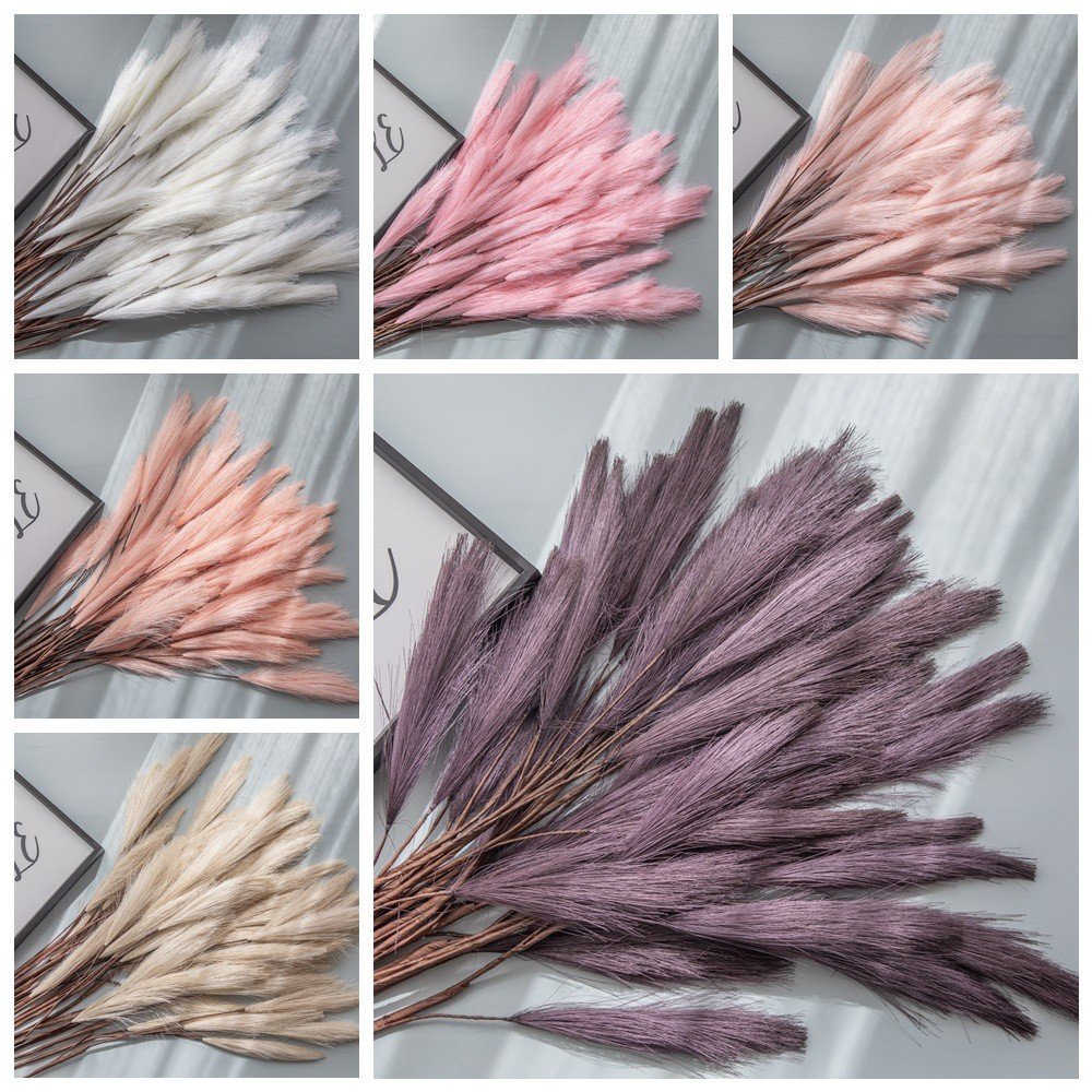 80cm Green Pampas Reed Artificial Flower Factory Wholesale Fake Dried Plants & Flowers for Wedding INS Decorations