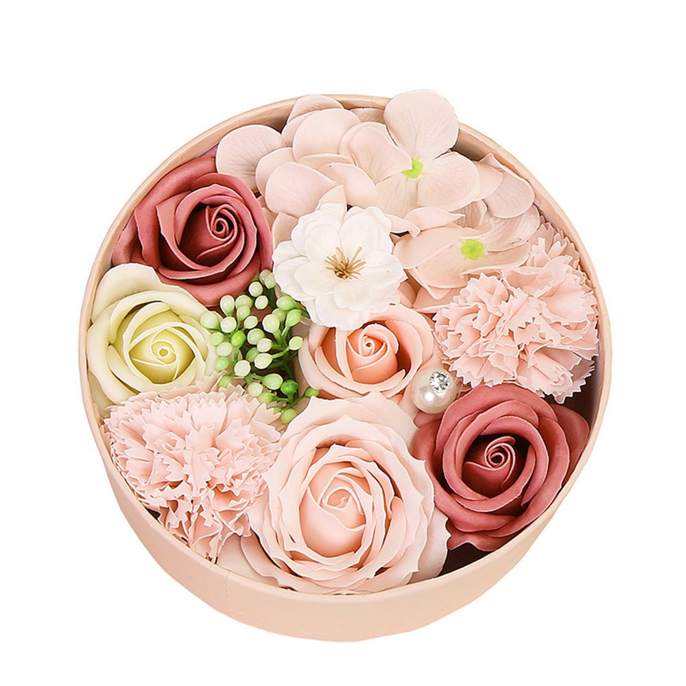 INUNION Fashion Design Soap Rose Small Round Box Peony Gift Mother's Day Valentine's Day Dried Flower Gift Box