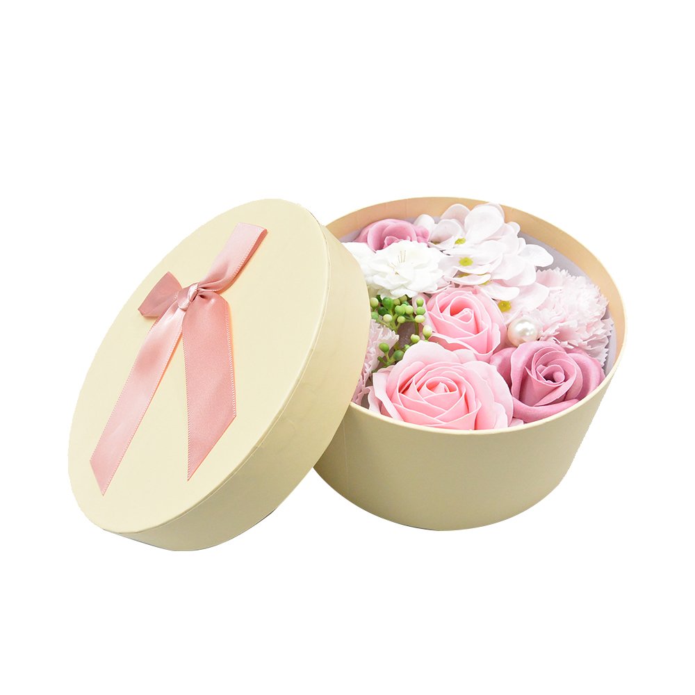 INUNION Fashion Design Soap Rose Small Round Box Peony Gift Mother's Day Valentine's Day Dried Flower Gift Box