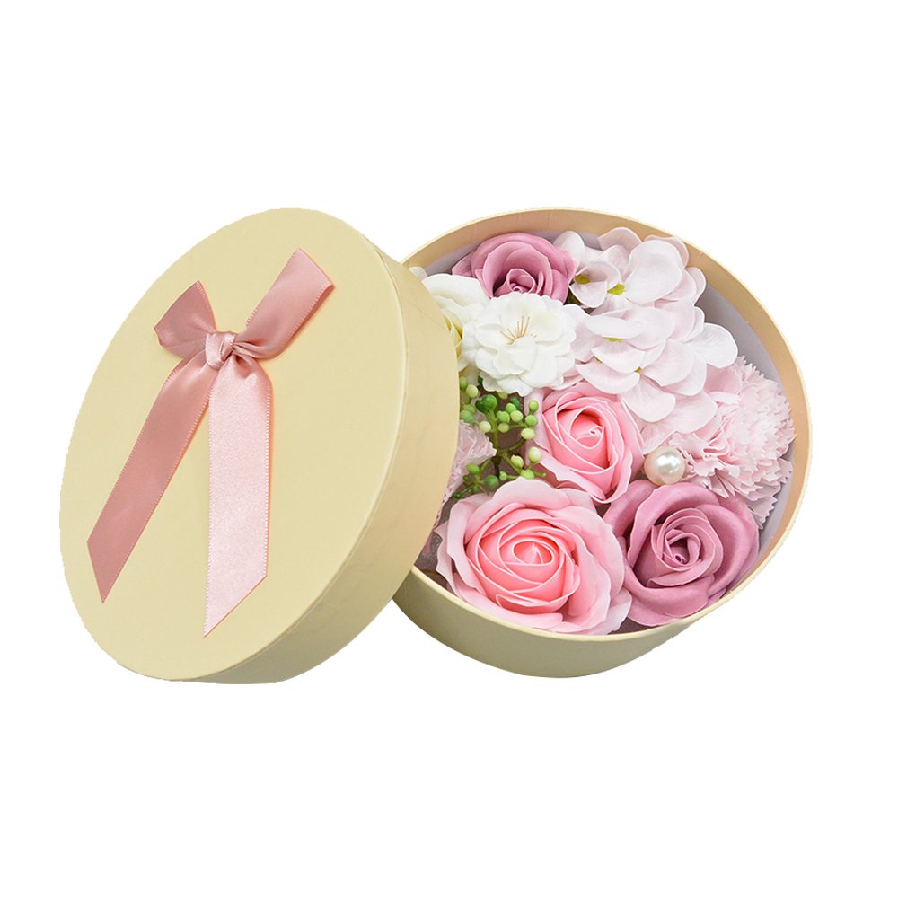 INUNION Fashion Design Soap Rose Small Round Box Peony Gift Mother's Day Valentine's Day Dried Flower Gift Box