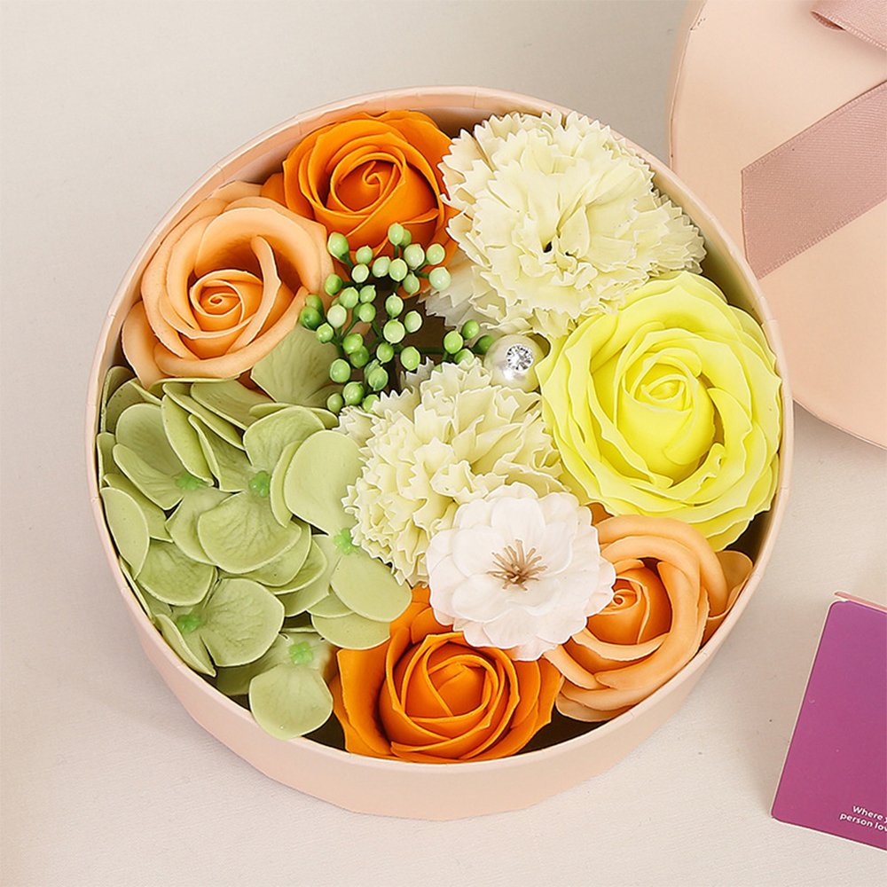 INUNION Fashion Design Soap Rose Small Round Box Peony Gift Mother's Day Valentine's Day Dried Flower Gift Box
