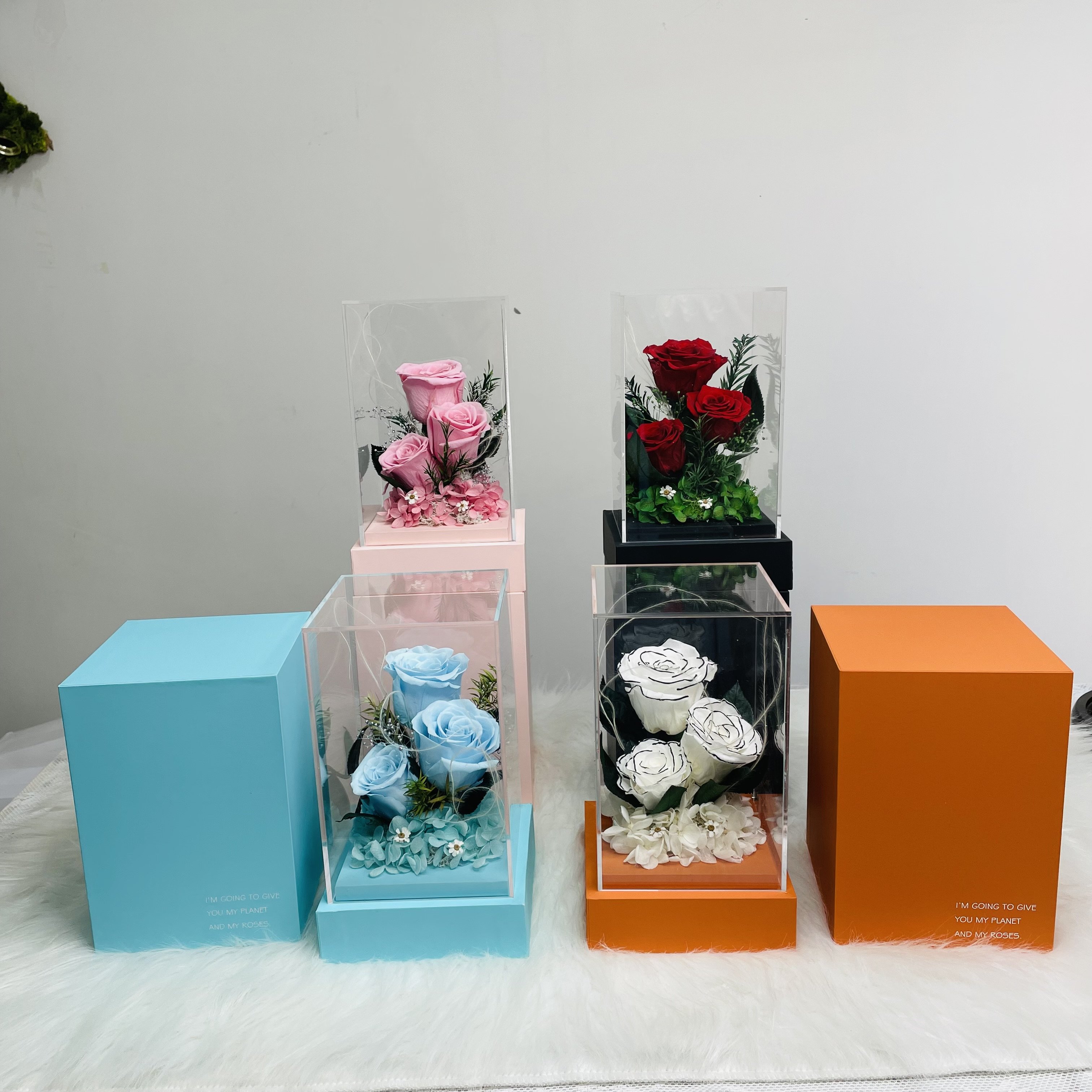 2025 Valentine Day Gifts Wholesale Luxury Gift Preserved Flower Box Preserved Prince of Acrylic Rose For Gift