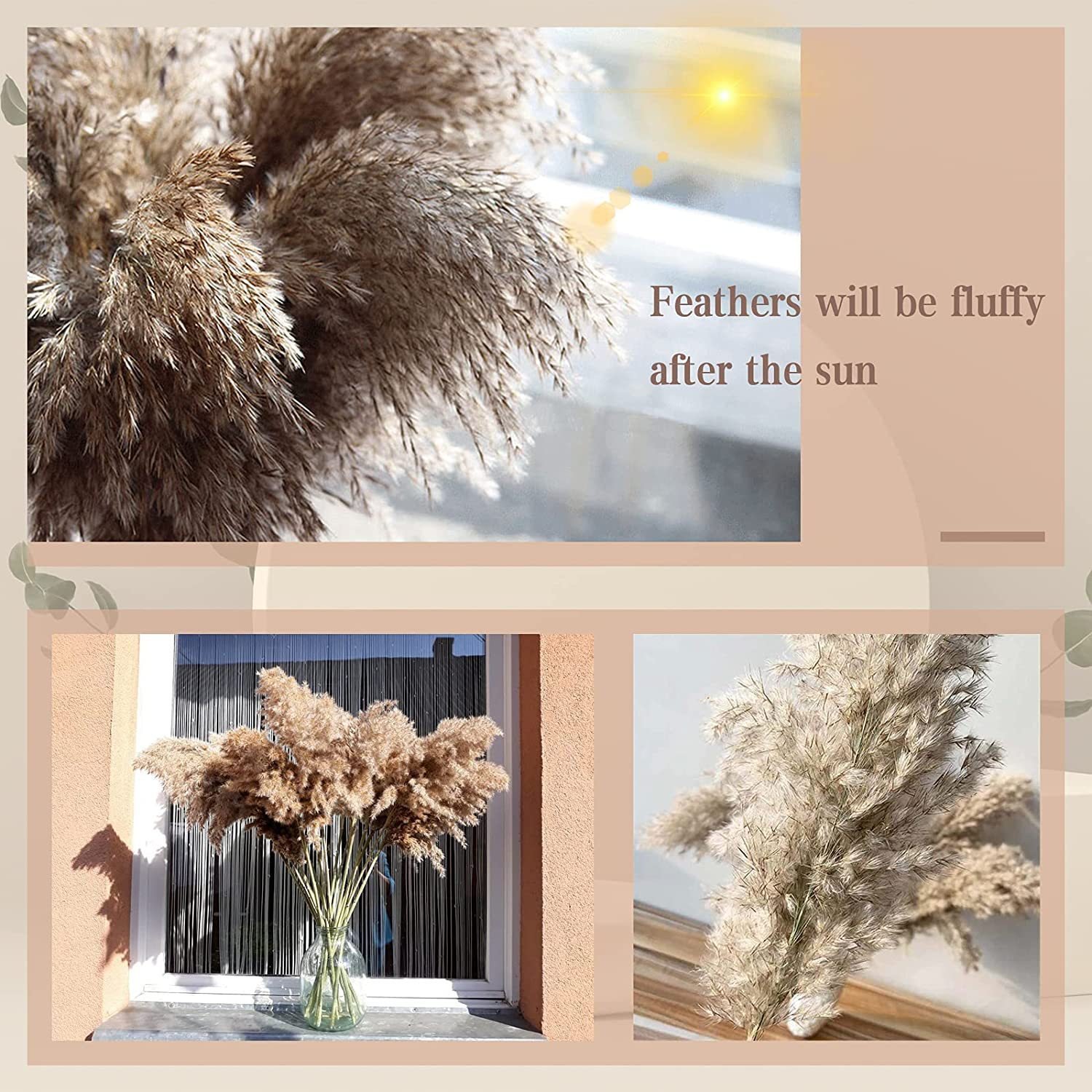 43CM Tall Fluffy Faux Pampas Grass Reeds Wedding Home Decor Table Decoration Flowers Artificial Pampas Grass