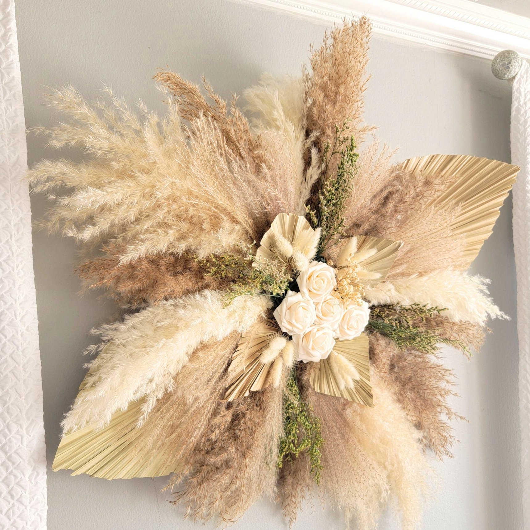 Hagning Diy Kit Boho Wedding Backdrop Decor Wall Floral Arrangement Set Pampas Grass Decor Rustic Boho Fall pampas dried flowers