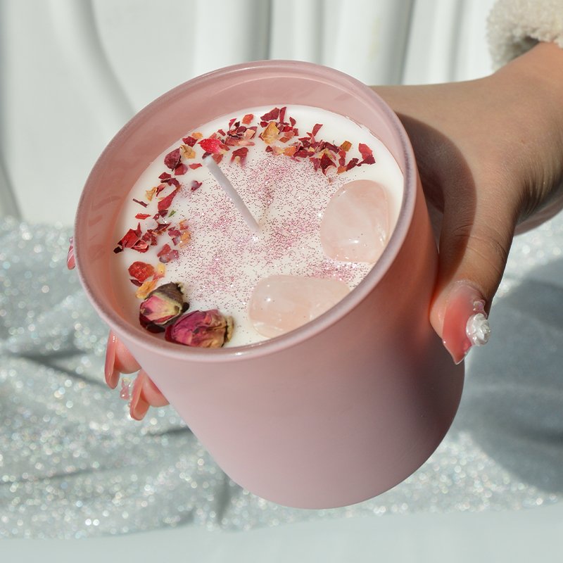 Hot Selling Handmade Candle With Crystals And Dried Flowers Luxury Personalized Scented Candle
