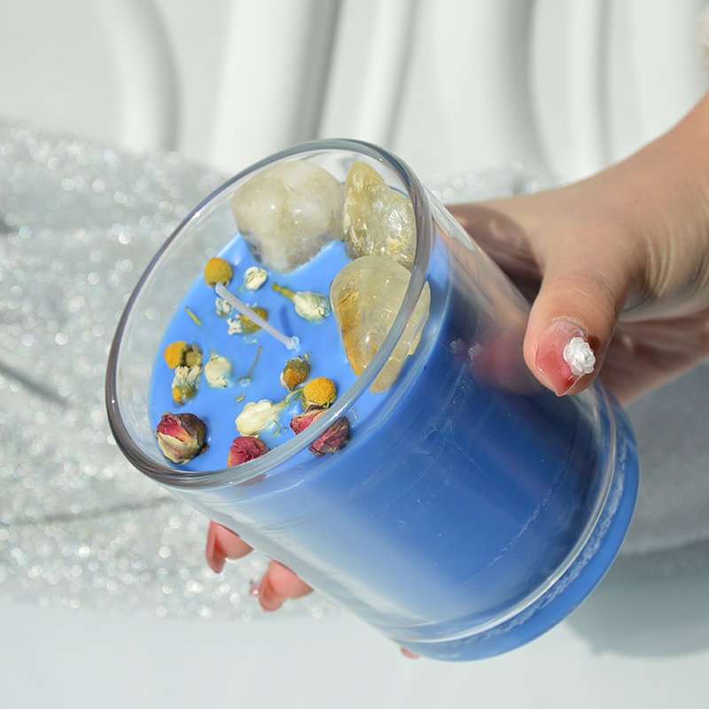 Hot Selling Handmade Candle With Crystals And Dried Flowers Luxury Personalized Scented Candle