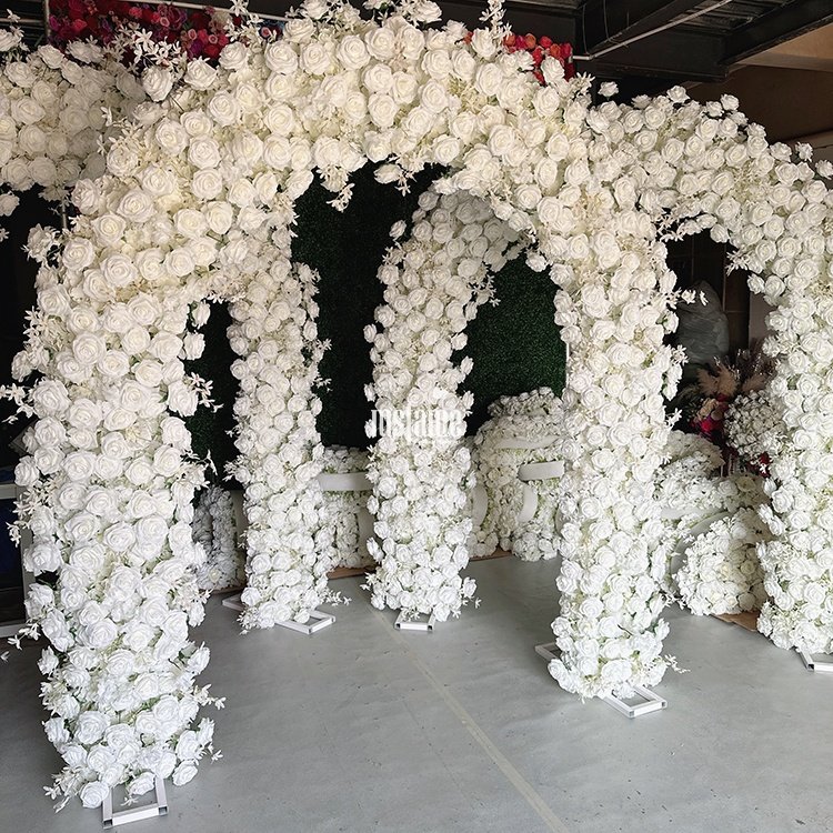 Wedding Chairs Arche Frames 2 Piece Round White Black And White Rose Hydrangea Fake Faux Flower Arch