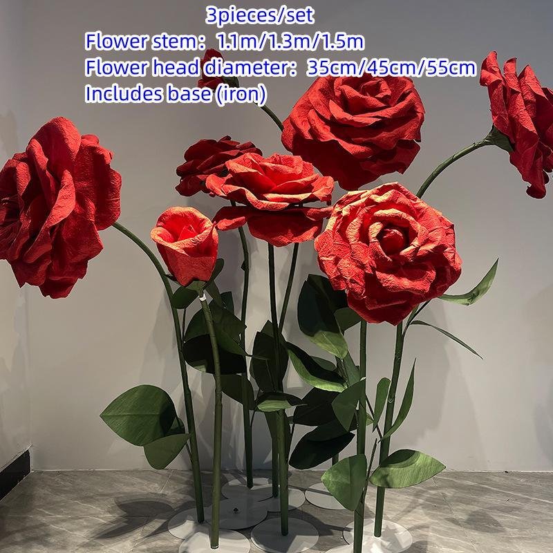Large artificial Rose paper flower wedding Supplies decoration Real touch giant flowers