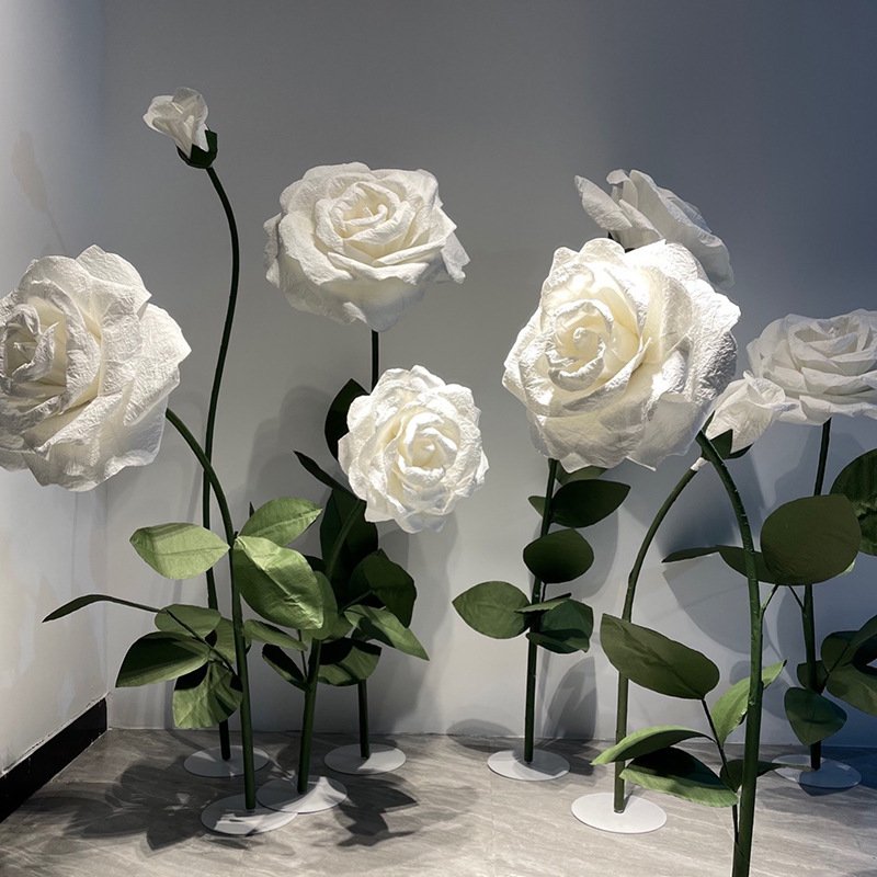 Large artificial Rose paper flower wedding Supplies decoration Real touch giant flowers