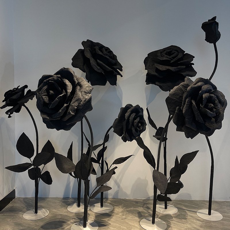 Large artificial Rose paper flower wedding Supplies decoration Real touch giant flowers